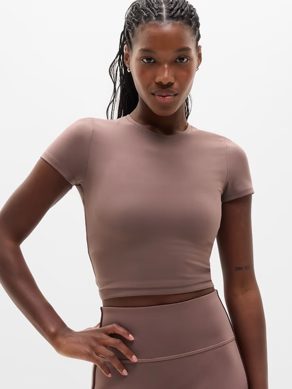 Athleta Transcend Open Back Short Sleeve Tee Rosewood Size XS